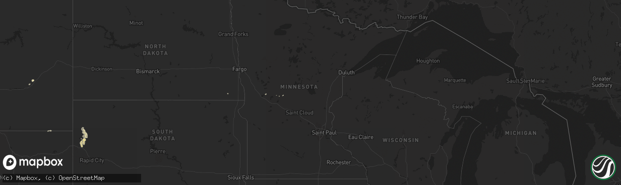 Hail map in Minnesota on April 23, 2016