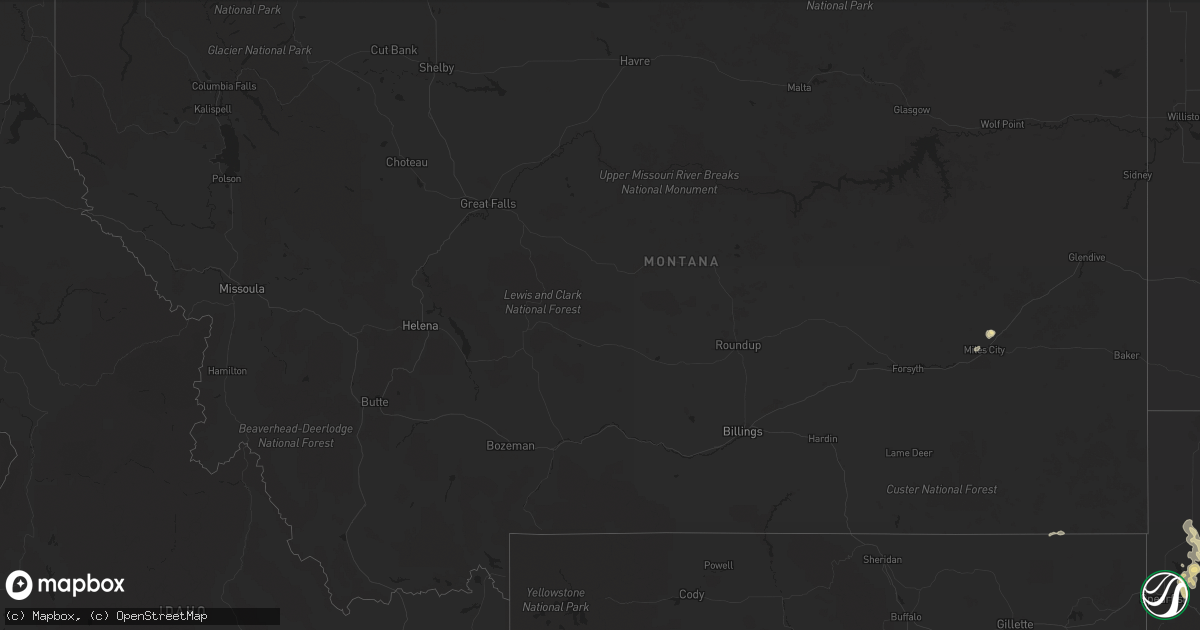 Hail map in Montana on April 23, 2016