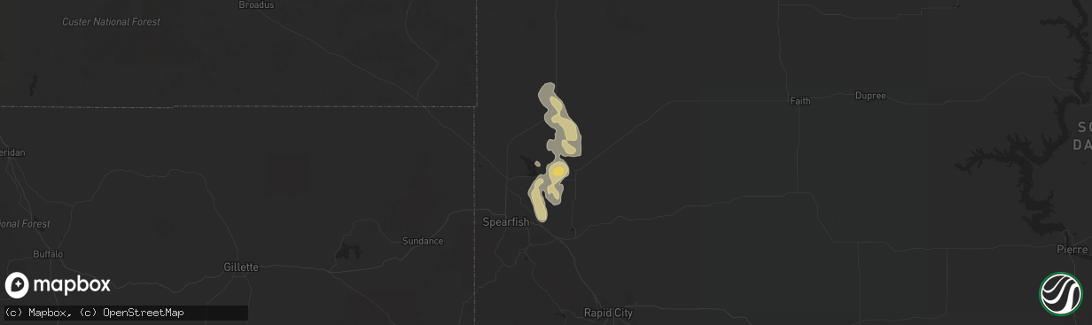 Hail map in Nisland, SD on April 23, 2016