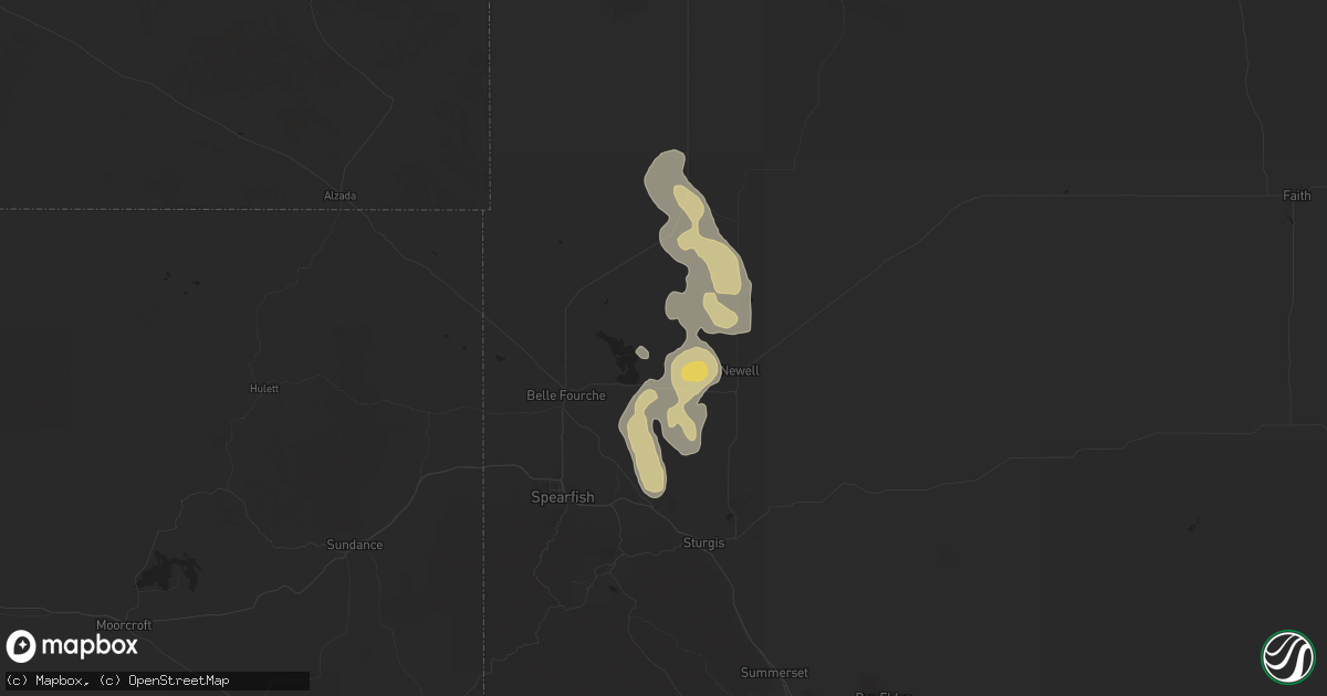 Hail map in Nisland, SD on April 23, 2016