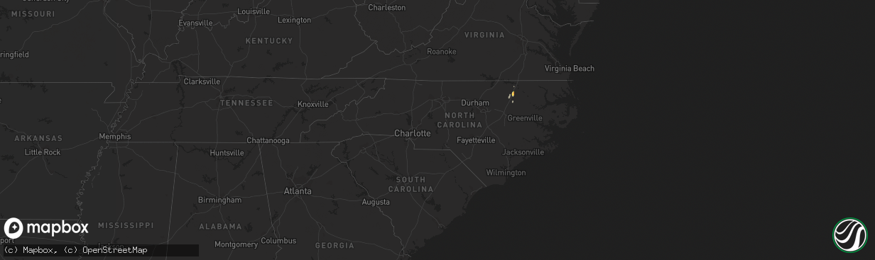 Hail map in North Carolina on April 23, 2016