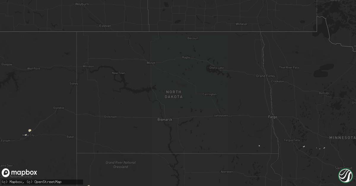 Hail map in North Dakota on April 23, 2016