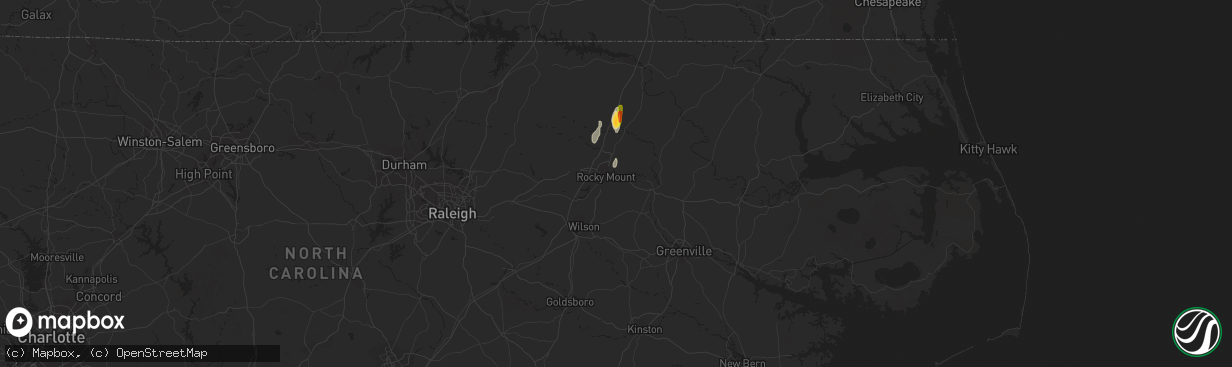 Hail map in Rocky Mount, NC on April 23, 2016
