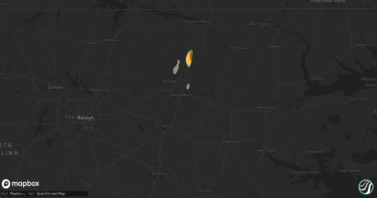 Hail map in Rocky Mount, NC on April 23, 2016