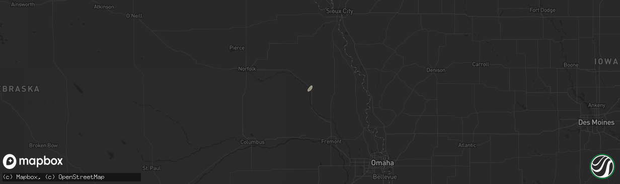 Hail map in West Point, NE on April 23, 2016