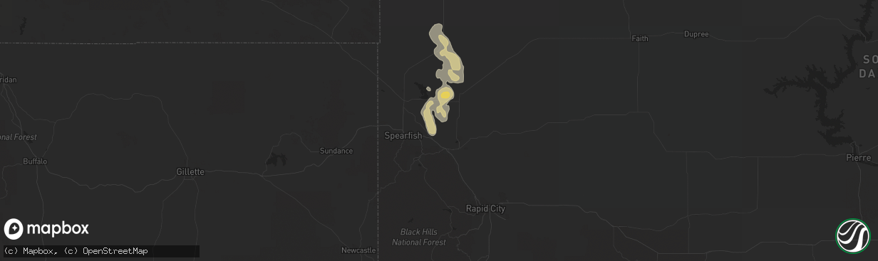 Hail map in Whitewood, SD on April 23, 2016