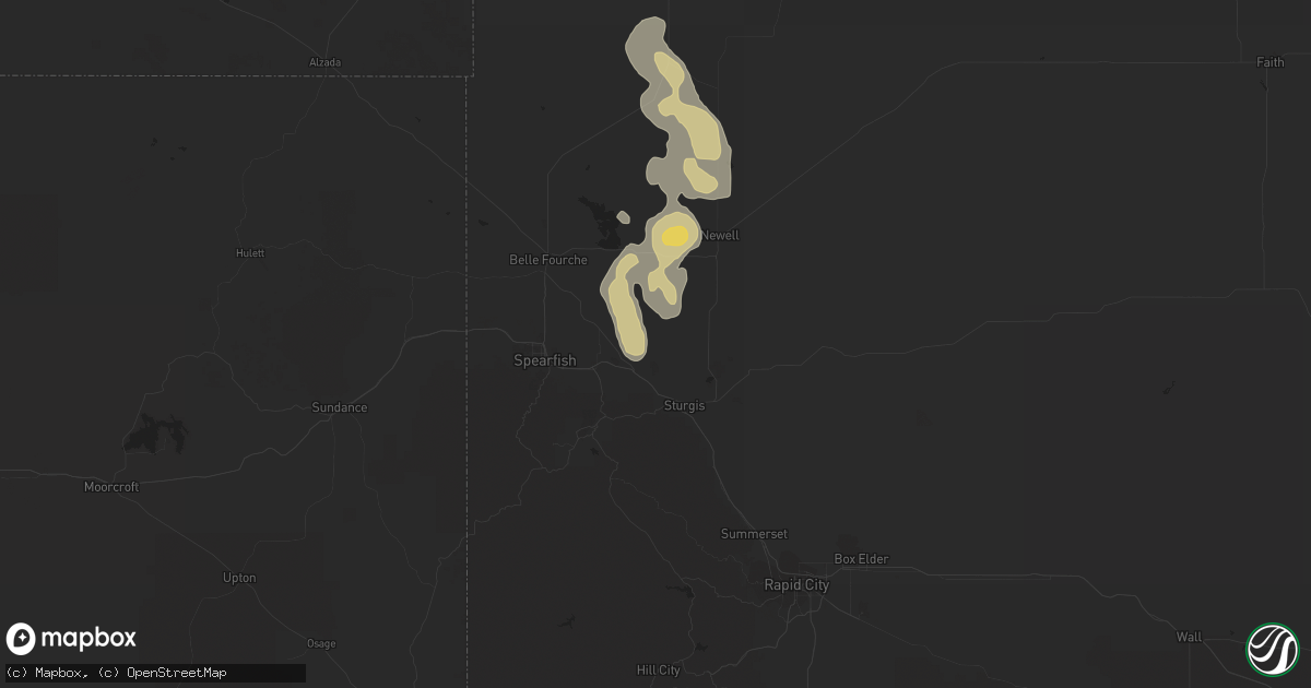 Hail map in Whitewood, SD on April 23, 2016