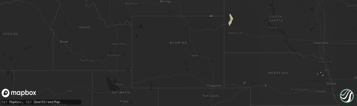 Hail map in Wyoming on April 23, 2016