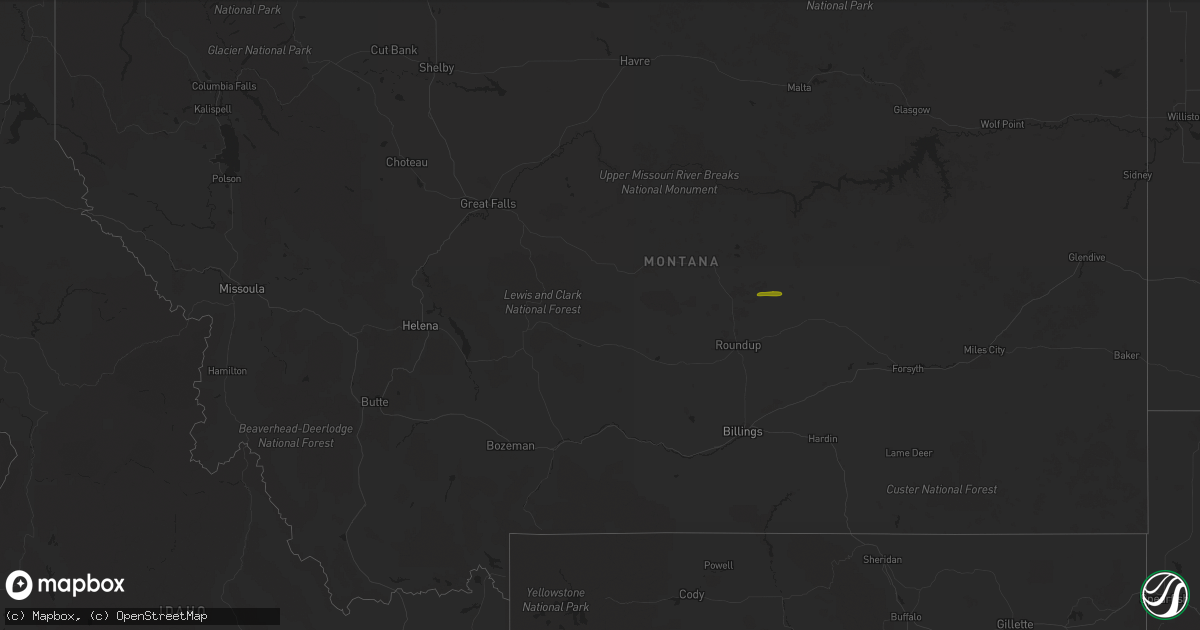Hail map in Montana on April 23, 2017
