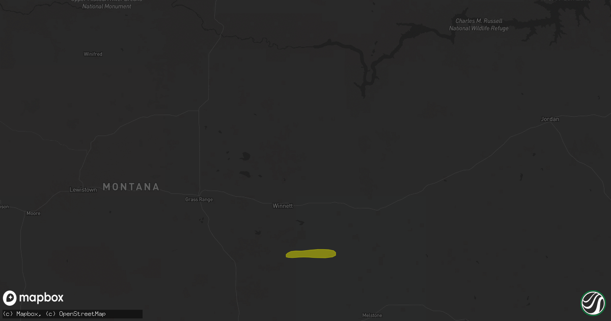 Hail map in Winnett, MT on April 23, 2017