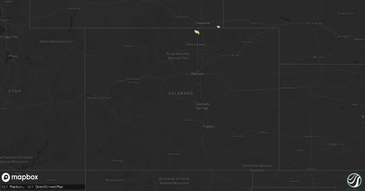 Hail map in Colorado on April 23, 2018