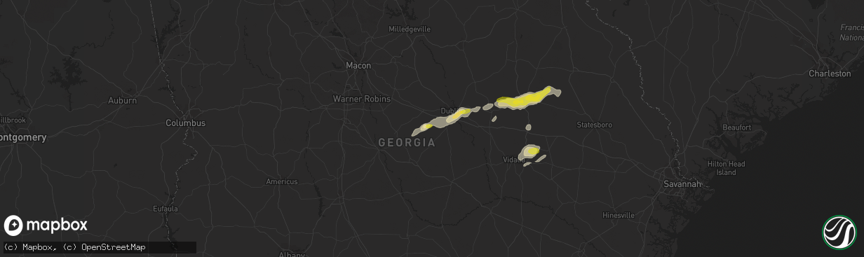 Hail map in Dexter, GA on April 23, 2018