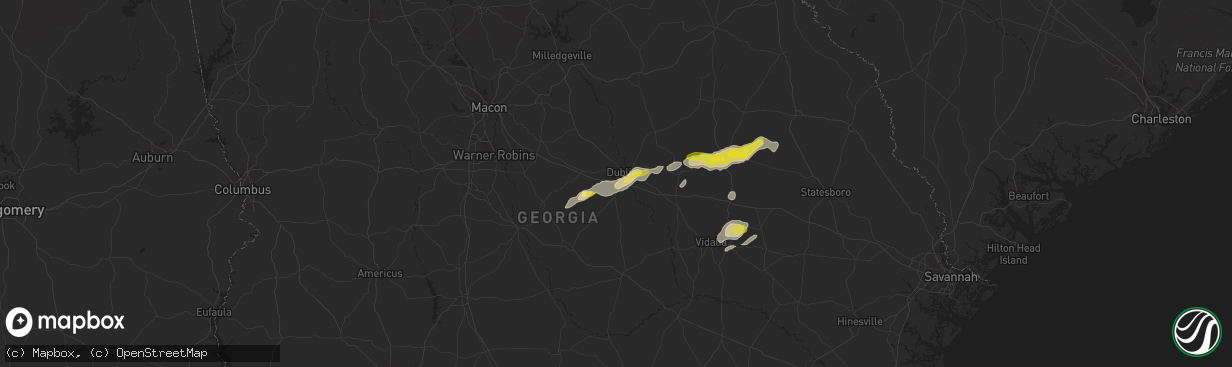 Hail map in Dublin, GA on April 23, 2018