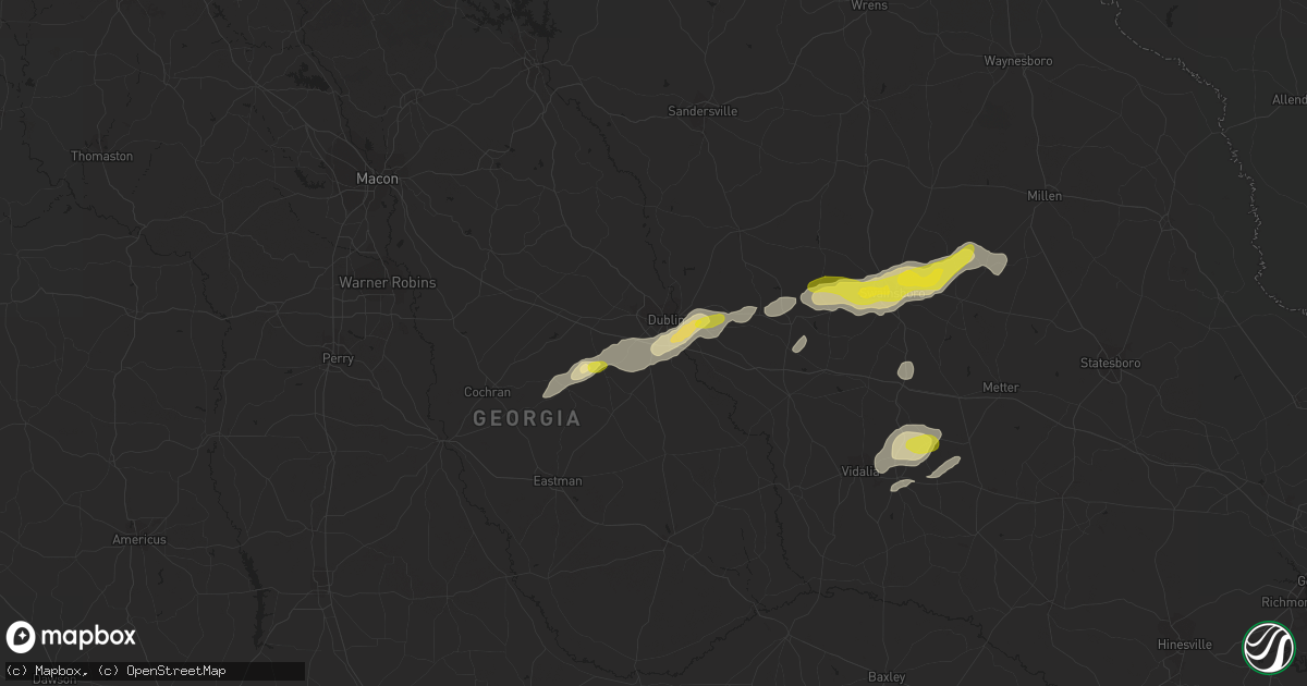Hail map in Dublin, GA on April 23, 2018