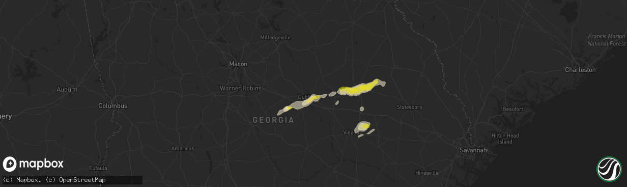 Hail map in East Dublin, GA on April 23, 2018