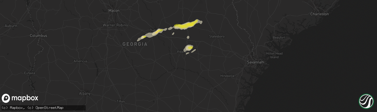 Hail map in Lyons, GA on April 23, 2018