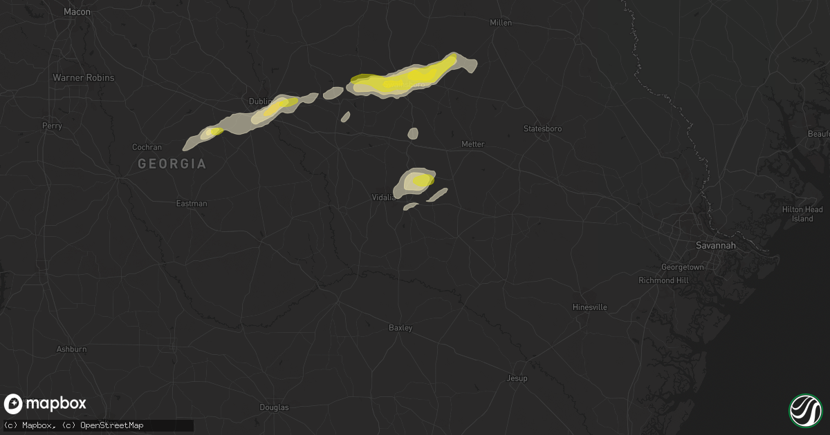 Hail map in Lyons, GA on April 23, 2018