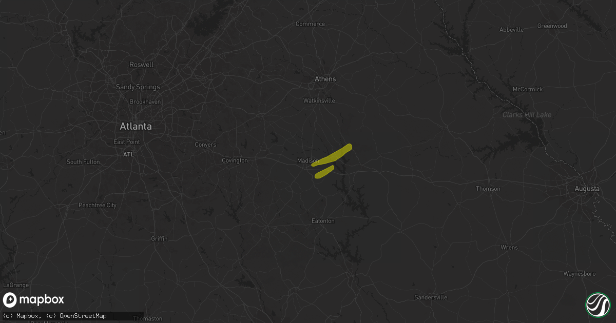 Hail map in Madison, GA on April 23, 2018