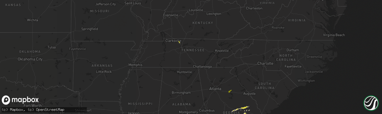 Hail map in Tennessee on April 23, 2018