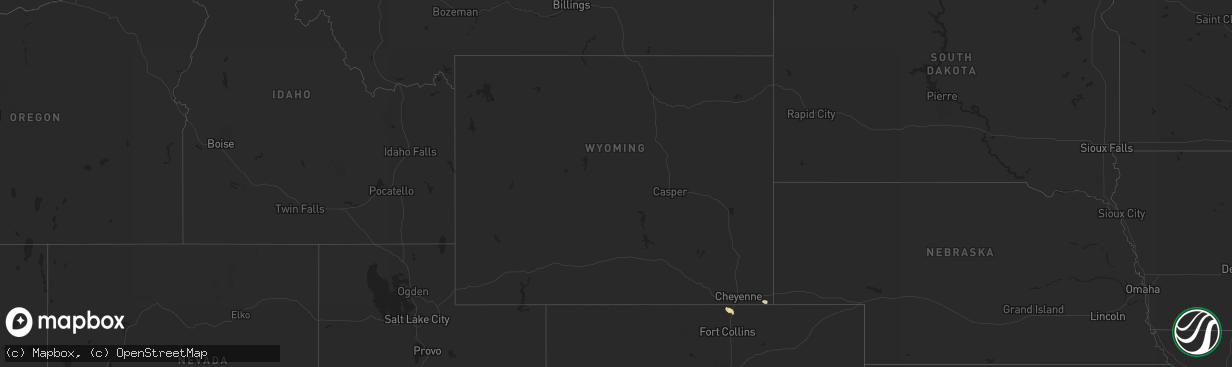 Hail map in Wyoming on April 23, 2018