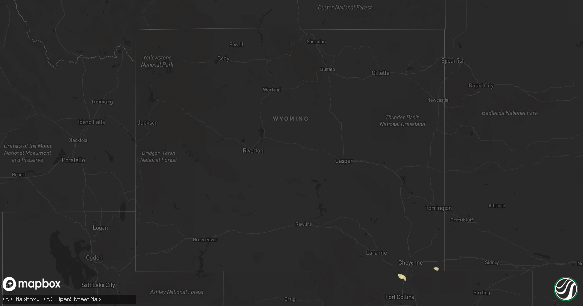 Hail map in Wyoming on April 23, 2018