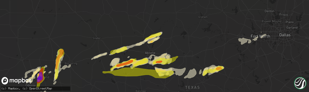 Hail map in Abilene, TX on April 23, 2019