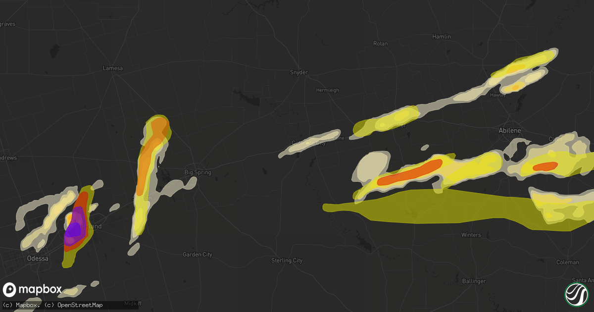Hail map in Colorado City, TX on April 23, 2019