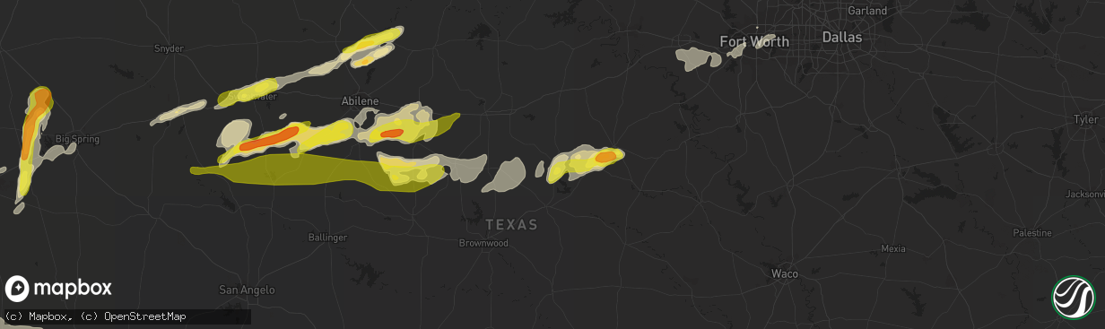 Hail map in De Leon, TX on April 23, 2019