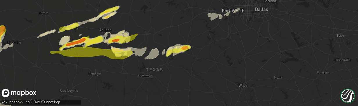 Hail map in Dublin, TX on April 23, 2019