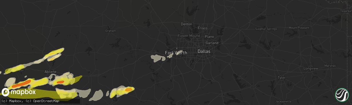 Hail map in Fort Worth, TX on April 23, 2019