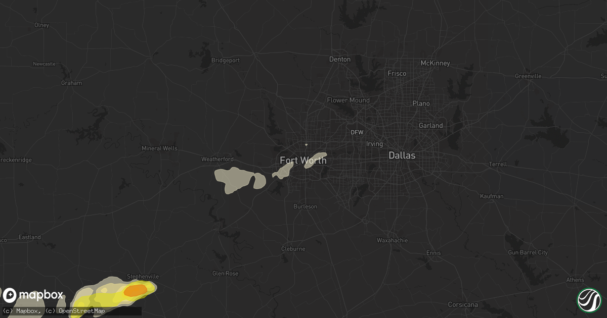Hail map in Fort Worth, TX on April 23, 2019