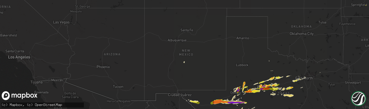 Hail map in New Mexico on April 23, 2019