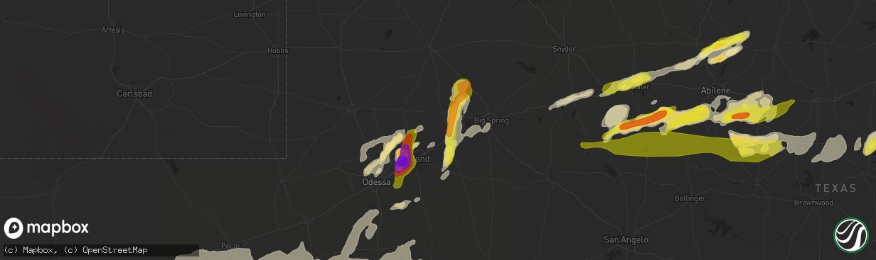 Hail map in Stanton, TX on April 23, 2019