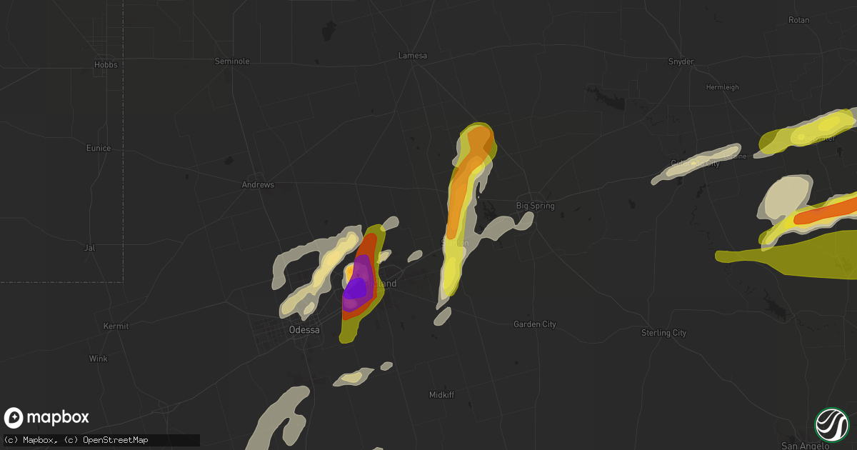 Hail map in Stanton, TX on April 23, 2019