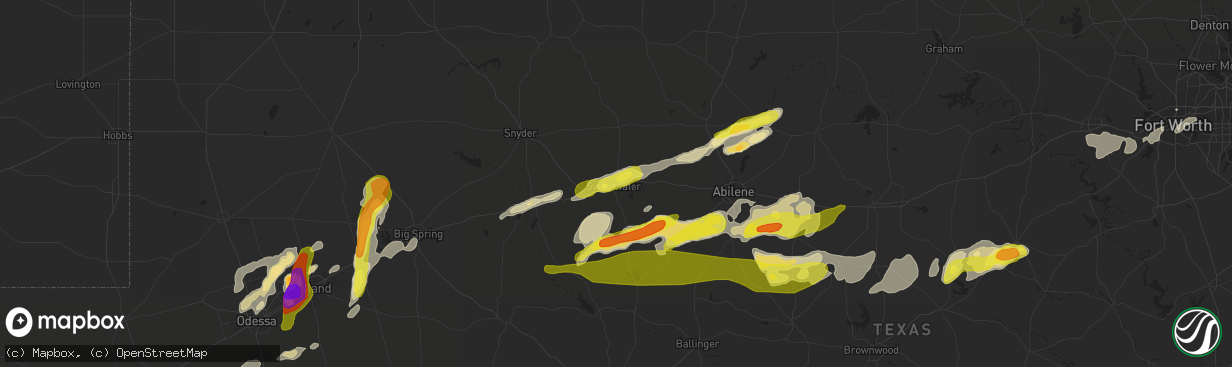 Hail map in Sweetwater, TX on April 23, 2019