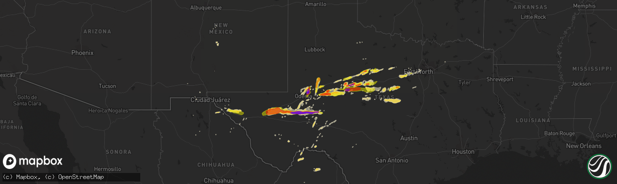 Hail map on April 23, 2019