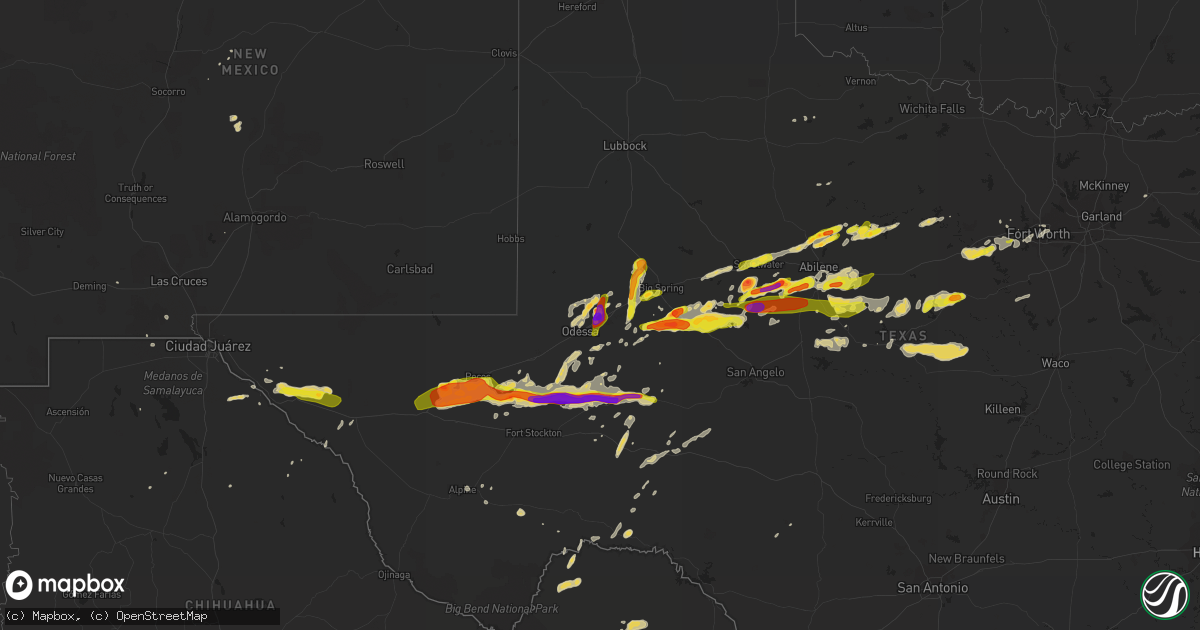 Hail map on April 23, 2019