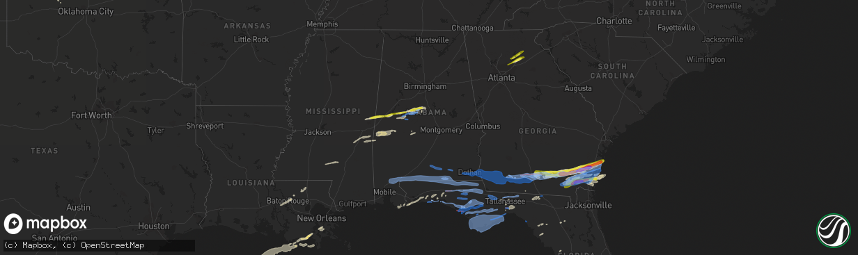 Hail map in Alabama on April 23, 2020