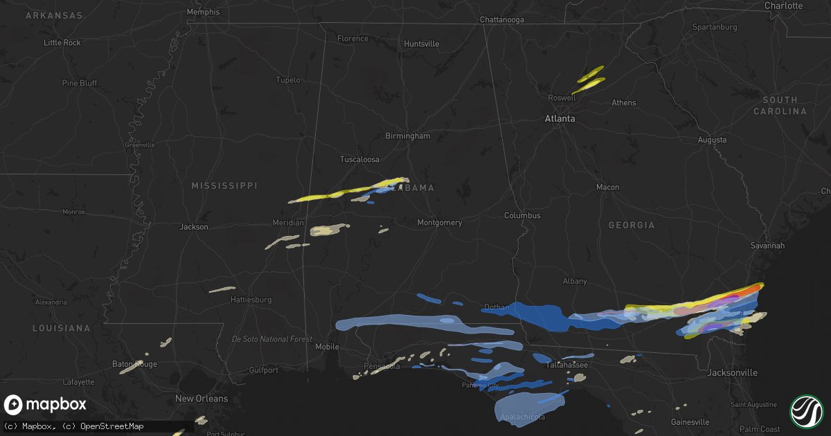 Hail map in Alabama on April 23, 2020