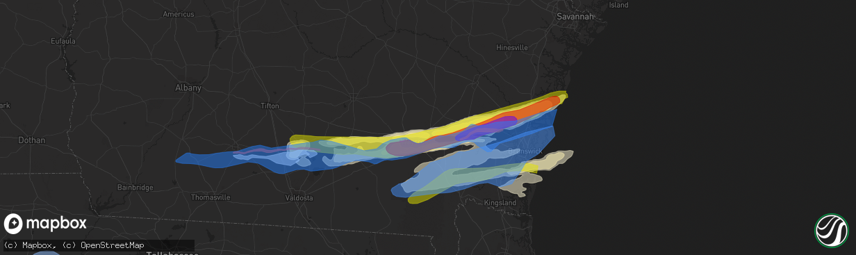 Hail map in Blackshear, GA on April 23, 2020