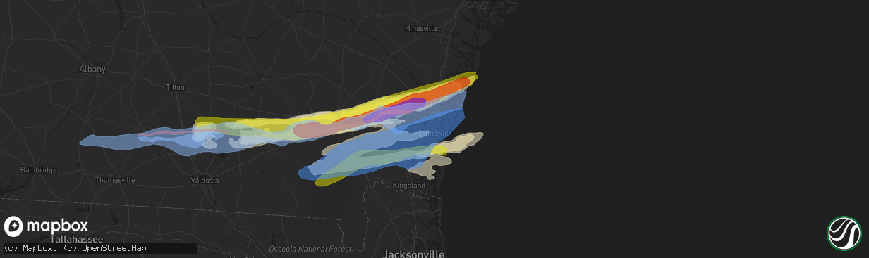 Hail map in Brunswick, GA on April 23, 2020