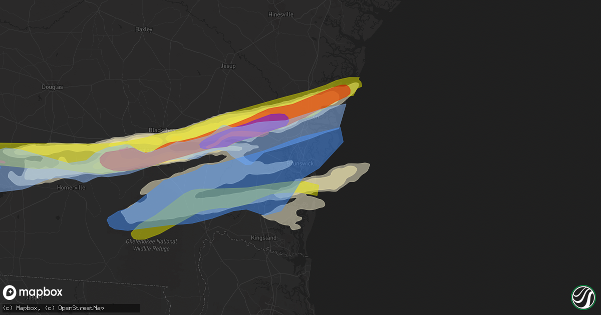 Hail map in Brunswick, GA on April 23, 2020