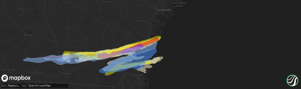 Hail map in Darien, GA on April 23, 2020