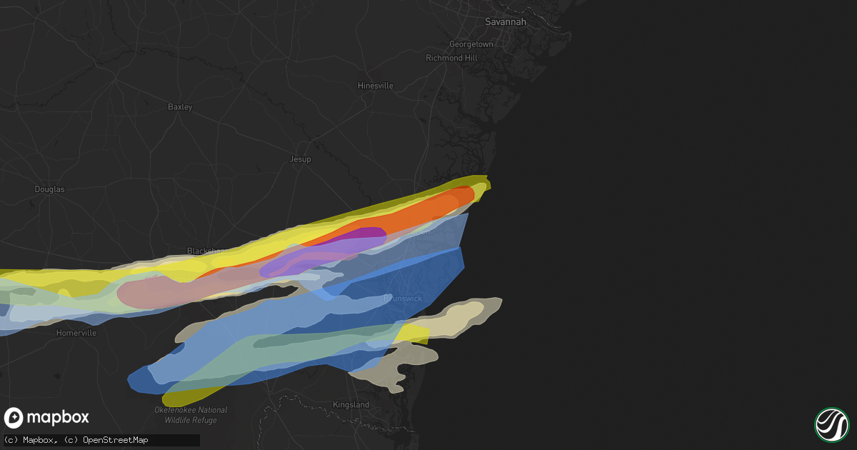 Hail map in Darien, GA on April 23, 2020
