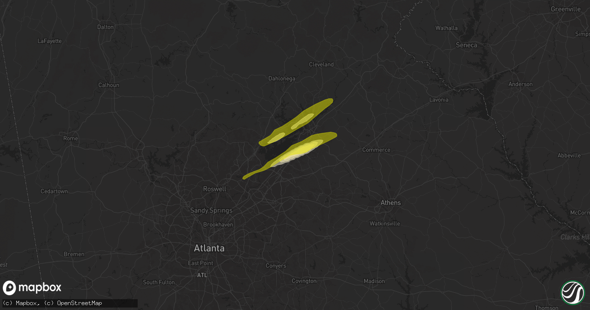 Hail map in Flowery Branch, GA on April 23, 2020
