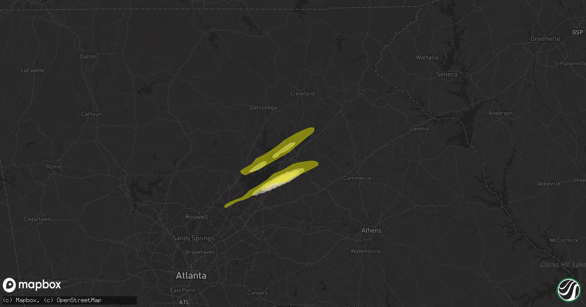 Hail map in Gainesville, GA on April 23, 2020