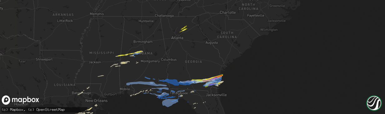 Hail map in Georgia on April 23, 2020