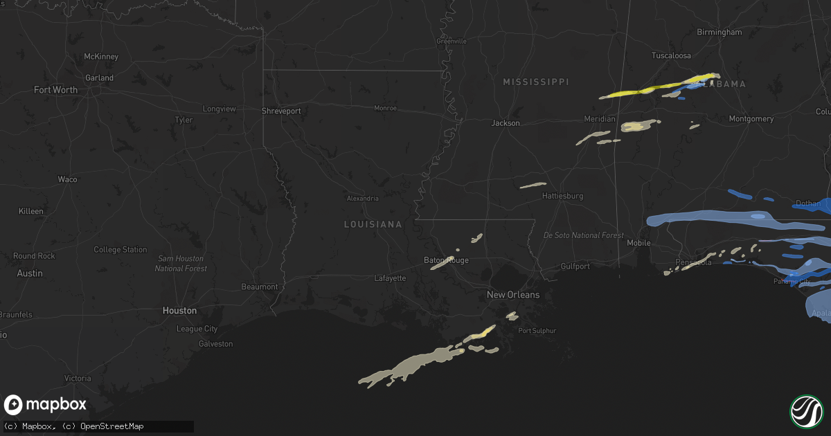 Hail map in Louisiana on April 23, 2020
