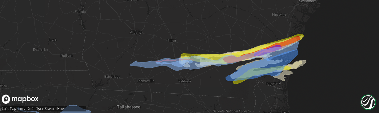 Hail map in Nashville, GA on April 23, 2020