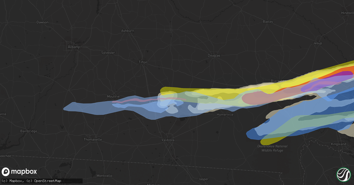 Hail map in Nashville, GA on April 23, 2020